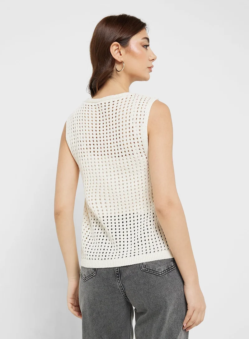 ONLY Tie Front Knitted Detail Vest
